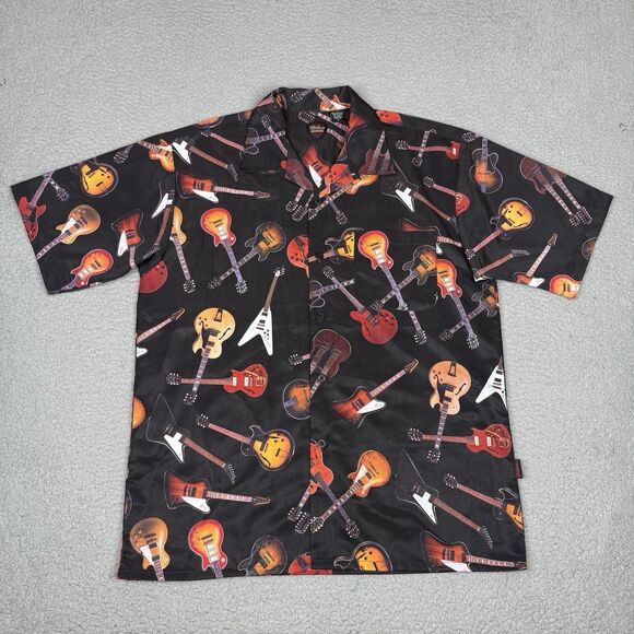 Gibson Guitar Shirt Mens Large Black Dragonfly Tour Wear Button Up Les Paul Rock - Picture 1 of 8